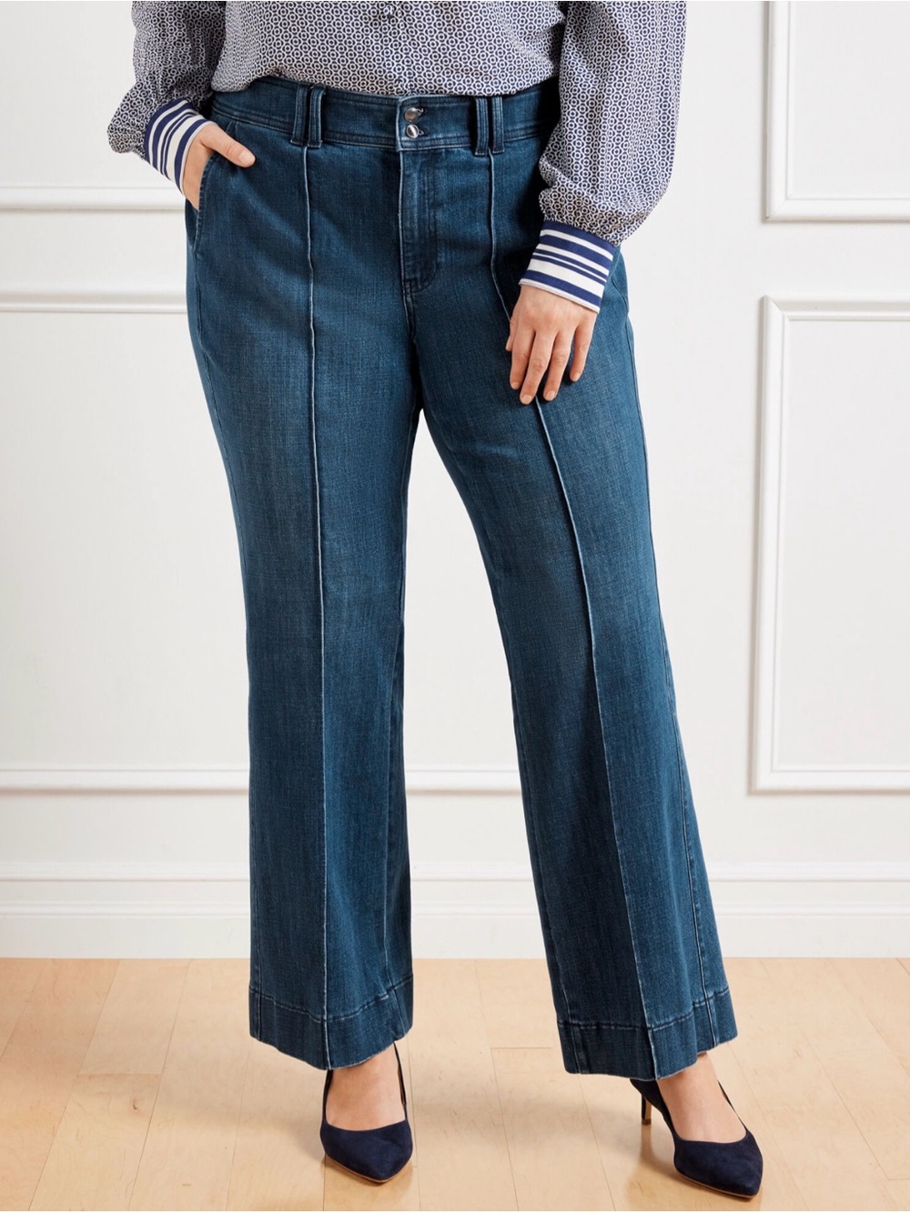 Talbots Flare Leg Pintuck Jeans Size 14P